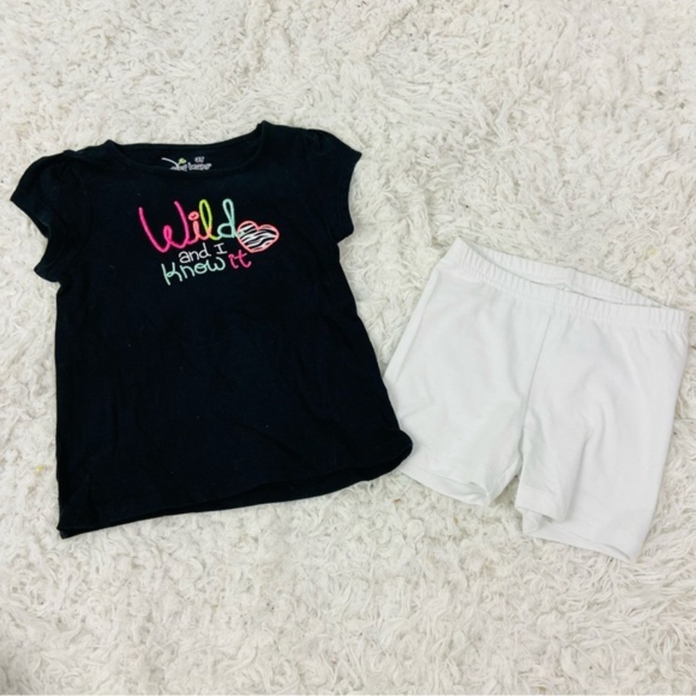 Jumping Beans Black colorful wild and I know it Cotton Tee and white shorts